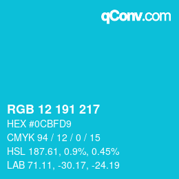 Color code: RGB 12 191 217 | qconv.com
