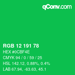 Color code: RGB 12 191 78 | qconv.com