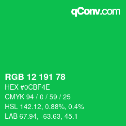 Color code: RGB 12 191 78 | qconv.com