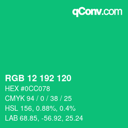 颜色代码: RGB 12 192 120 | qconv.com