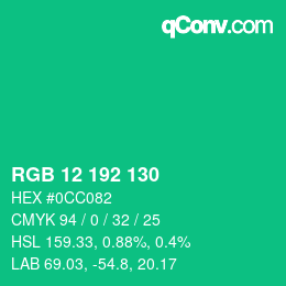 Color code: RGB 12 192 130 | qconv.com