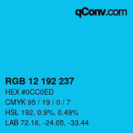 Color code: RGB 12 192 237 | qconv.com
