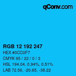 Color code: RGB 12 192 247 | qconv.com