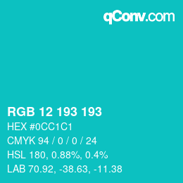 カラーコード: RGB 12 193 193 | qconv.com