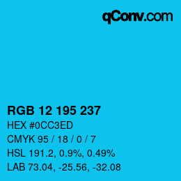 カラーコード: RGB 12 195 237 | qconv.com