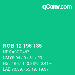 Color code: RGB 12 196 135 | qconv.com