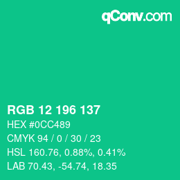 Color code: RGB 12 196 137 | qconv.com