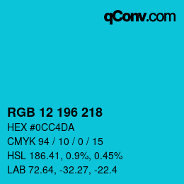 Color code: RGB 12 196 218 | qconv.com