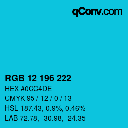 Color code: RGB 12 196 222 | qconv.com