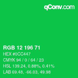 Color code: RGB 12 196 71 | qconv.com