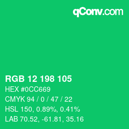 Color code: RGB 12 198 105 | qconv.com