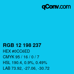 カラーコード: RGB 12 198 237 | qconv.com