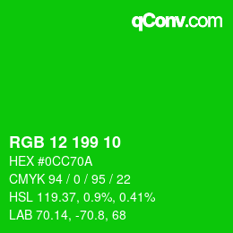 Color code: RGB 12 199 10 | qconv.com