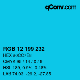 Color code: RGB 12 199 232 | qconv.com
