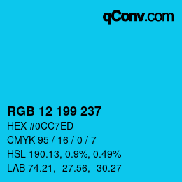 カラーコード: RGB 12 199 237 | qconv.com