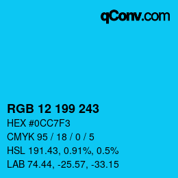 Color code: RGB 12 199 243 | qconv.com