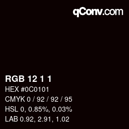 Color code: RGB 12 1 1 | qconv.com