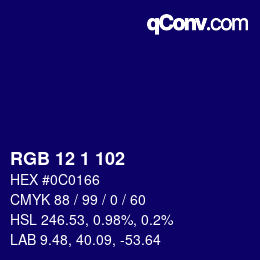 Color code: RGB 12 1 102 | qconv.com