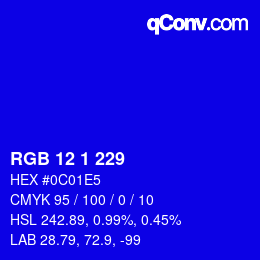 Color code: RGB 12 1 229 | qconv.com