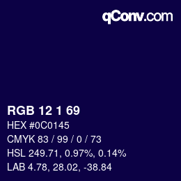 Color code: RGB 12 1 69 | qconv.com