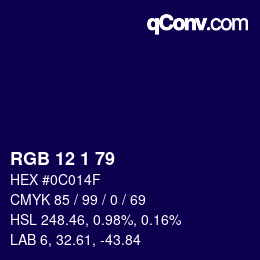 Color code: RGB 12 1 79 | qconv.com