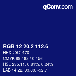 カラーコード: RGB 12 20.2 112.6 | qconv.com