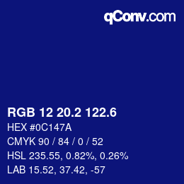 カラーコード: RGB 12 20.2 122.6 | qconv.com