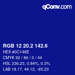 カラーコード: RGB 12 20.2 142.6 | qconv.com