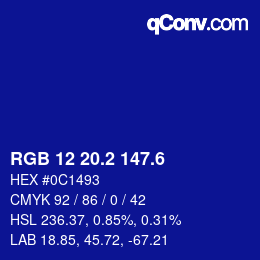 カラーコード: RGB 12 20.2 147.6 | qconv.com