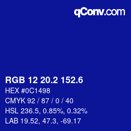 カラーコード: RGB 12 20.2 152.6 | qconv.com