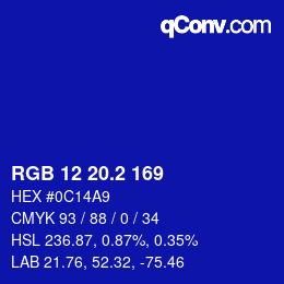 カラーコード: RGB 12 20.2 169 | qconv.com