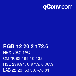 カラーコード: RGB 12 20.2 172.6 | qconv.com