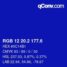 カラーコード: RGB 12 20.2 177.6 | qconv.com