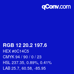 カラーコード: RGB 12 20.2 197.6 | qconv.com