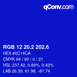 カラーコード: RGB 12 20.2 202.6 | qconv.com