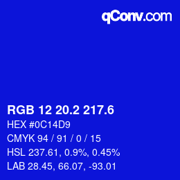カラーコード: RGB 12 20.2 217.6 | qconv.com