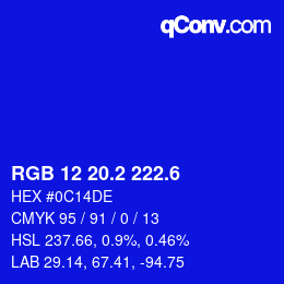 カラーコード: RGB 12 20.2 222.6 | qconv.com