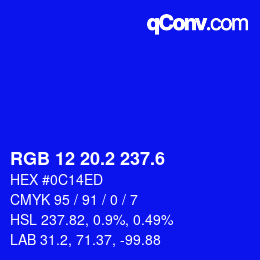 カラーコード: RGB 12 20.2 237.6 | qconv.com