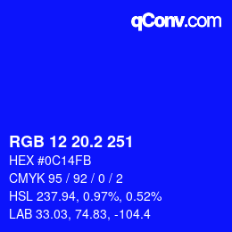カラーコード: RGB 12 20.2 251 | qconv.com