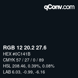 カラーコード: RGB 12 20.2 27.6 | qconv.com