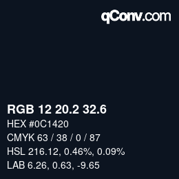 カラーコード: RGB 12 20.2 32.6 | qconv.com