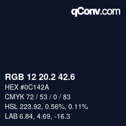 カラーコード: RGB 12 20.2 42.6 | qconv.com