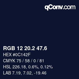 カラーコード: RGB 12 20.2 47.6 | qconv.com
