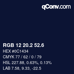カラーコード: RGB 12 20.2 52.6 | qconv.com