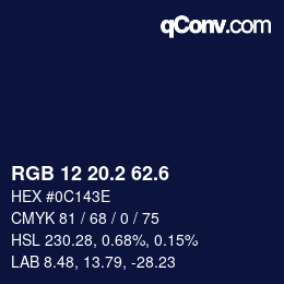 カラーコード: RGB 12 20.2 62.6 | qconv.com