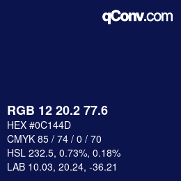 カラーコード: RGB 12 20.2 77.6 | qconv.com