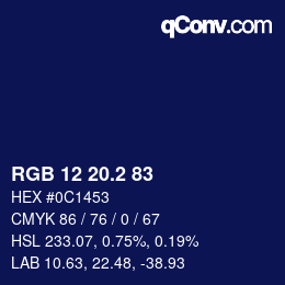 Color code: RGB 12 20.2 83 | qconv.com