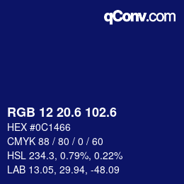 カラーコード: RGB 12 20.6 102.6 | qconv.com