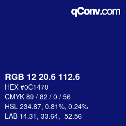 カラーコード: RGB 12 20.6 112.6 | qconv.com