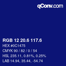 カラーコード: RGB 12 20.6 117.6 | qconv.com